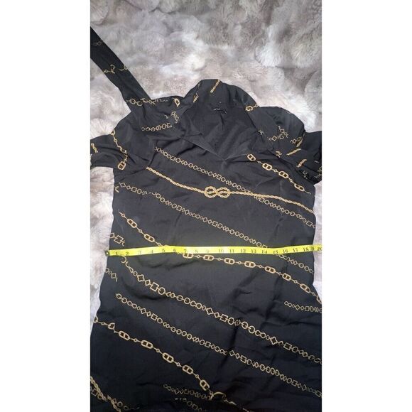 Ann Taylor Tunic Lined Mini Dress Black with Equestrian Chain, Size Medium - Picture 16 of 16